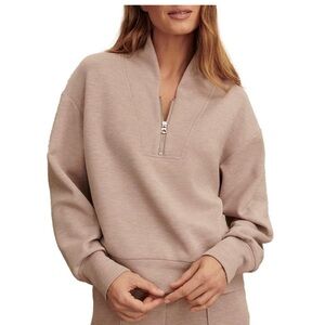 Varley Taupe Marl Hawley Half-Zip Sweatshirt XS NWT